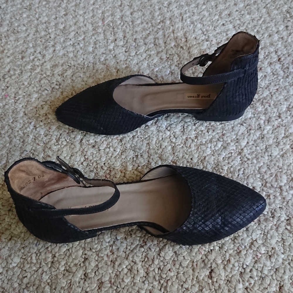 Paul Green black Sadie Nubuck ankle strap low heels size 7